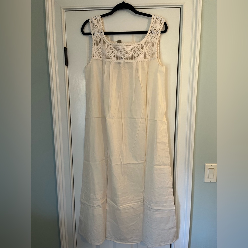 J. Crew Cream Crochet Trim Midi Dress Style C1285 Size Small - Picture 4 of 13